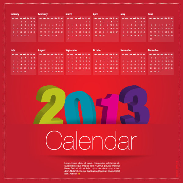 Special of 2013 calendar vector graphics 04  
