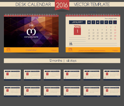 2016 New year desk calendar vector material 104  