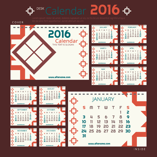 2016 New year desk calendar vector material 56  