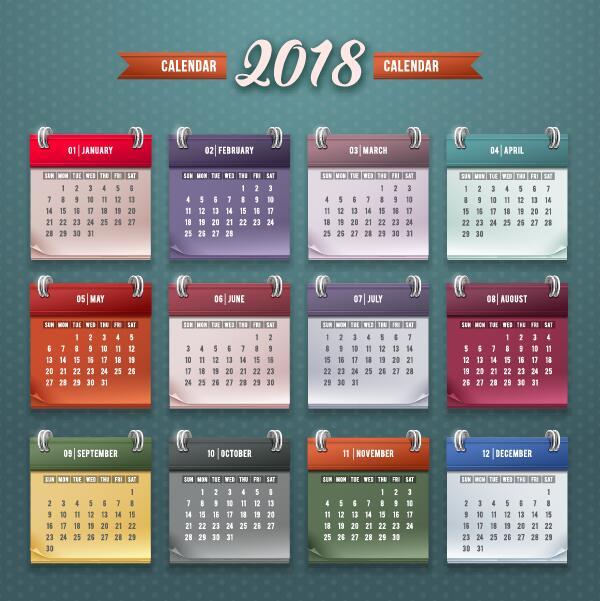 2018 calendar desk template vintage vector  