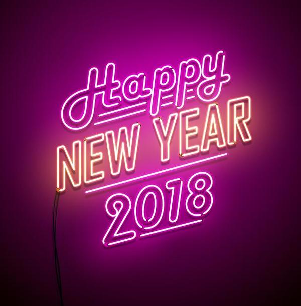 Vecteur de fond néon 2018 nouvel an  