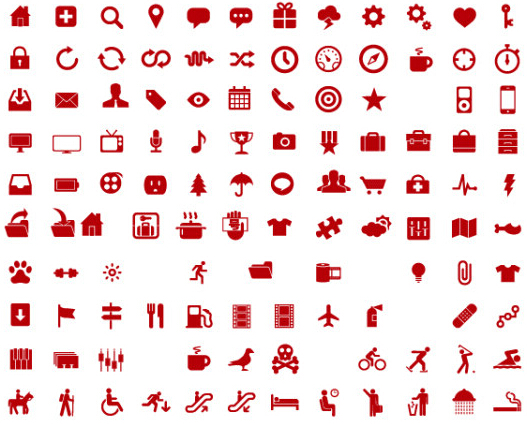 600 Kind commonly red icons vector  