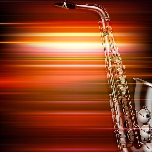 Abstract music background with saxophone vector  