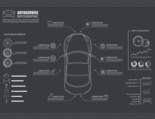 Auto Service Infografie-Vorlage Vektor 01  