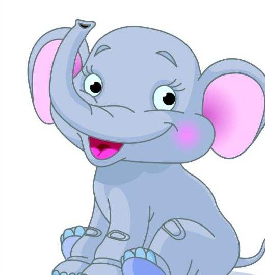 Baby elephant cute cartoon vector 01  