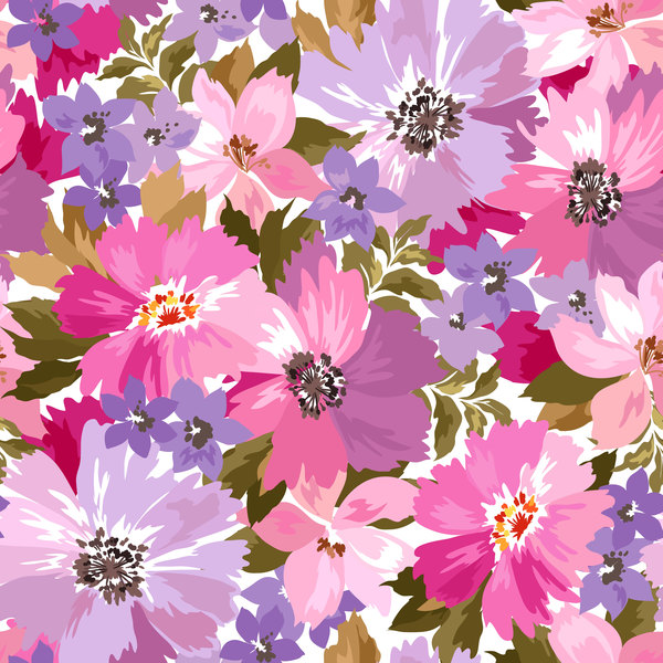 Beautiful watecolor flower pattern seamless vector 03  