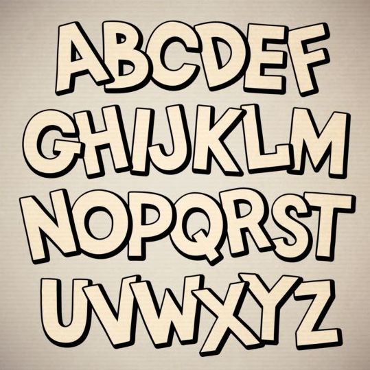 Vecteur de l’alphabet 3D beige  