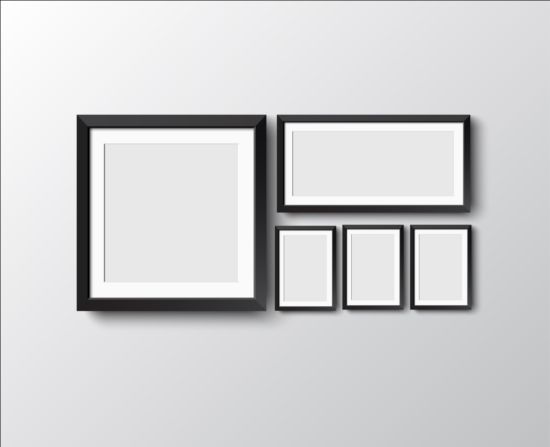 Black photo frame on wall vector graphic 07  