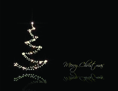 Black style Merry Christmas Cards vector 01  