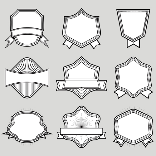 Black with white blank labels vector set 03  