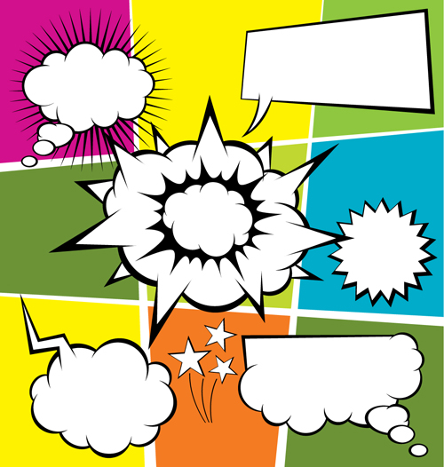 Blank text clouds cartoon styles vector 07  