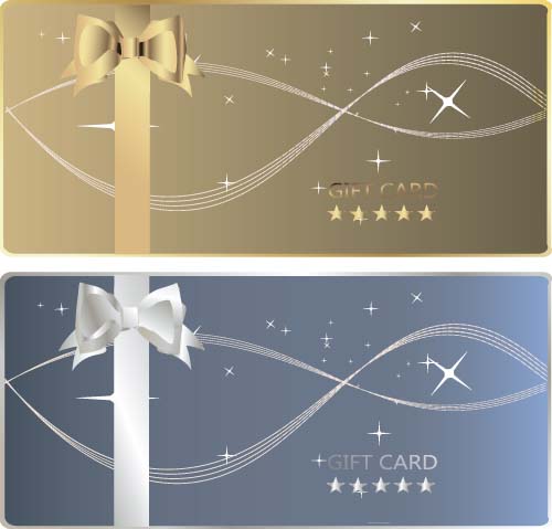 Bow gift card with abstract background vector 03  