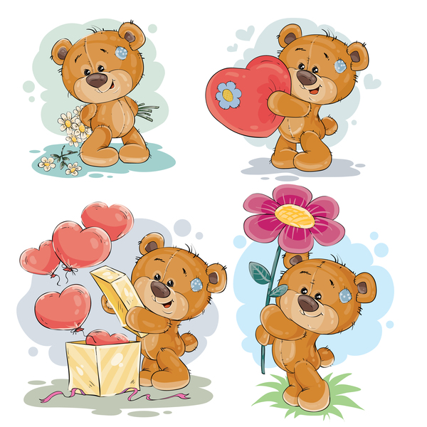 Cartoon teddy bears head drawing vector 01  