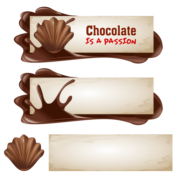 チョコレート バナー レトロ ベクトル 04  