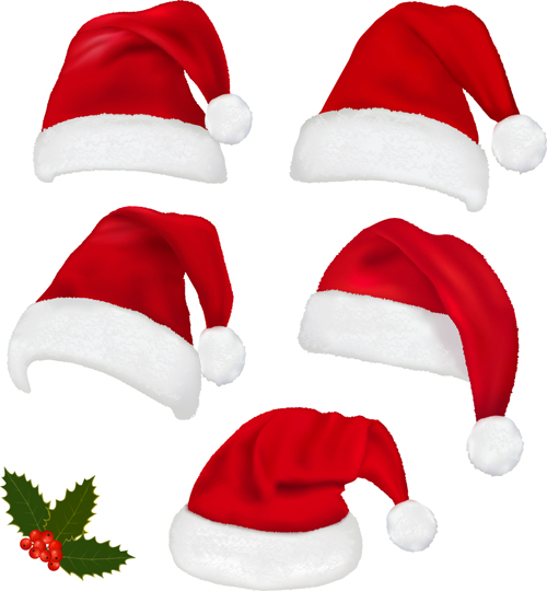 Different Christmas hat design elements vector set 01  