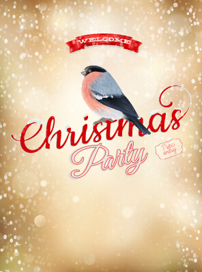 Christmas party poster and bird vector  