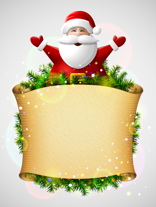 Christmas santa with paper background vector  