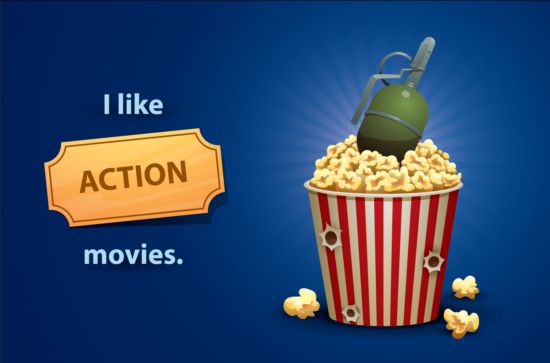 Cinema en popcorn emmers vector achtergrond 01  