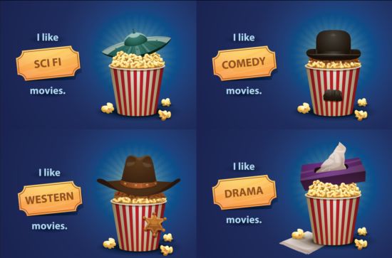 Kino und Popcorn-Eimer vektorisch Hintergrund 11  