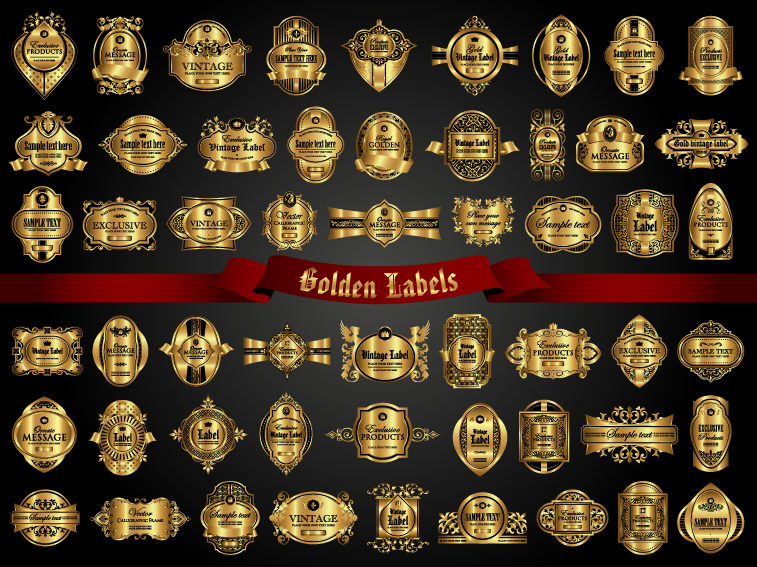 Classical golden labels luxury vector 03  