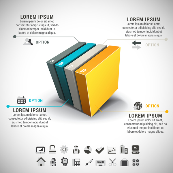 Vecteur infographique de couleur 3D business  
