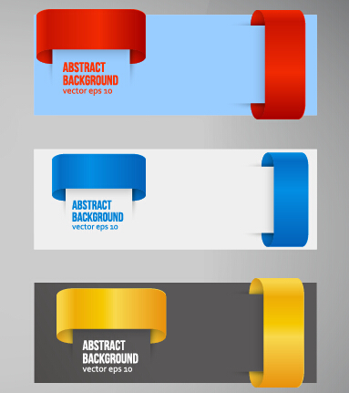 Colored corners banners vector material  