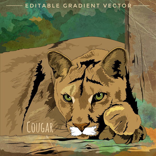 Cougar hand drawn vector  