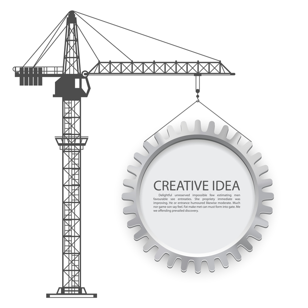Crane lifts with gear creative template vector  