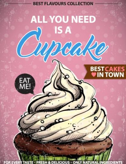 Cupcake vintage poster design vettoriali 25  