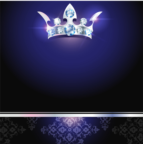 Diamond crown with dark blue VIP invitation card vector 13  