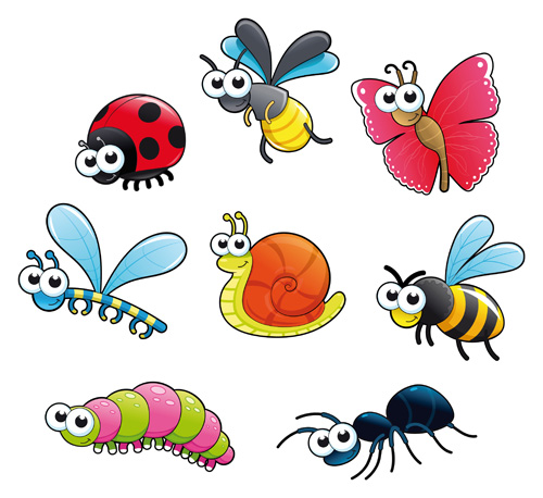 Different cartoon insect vector material  