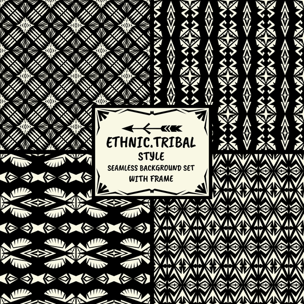 Ethno-tribal Style nahtlose Hintergrund mit Rahmen Vector 05  
