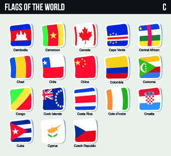 World flags stickers design vector set 01  