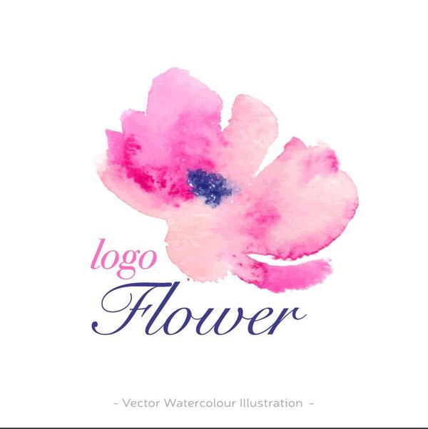 Flower watercolor logo vector 04  