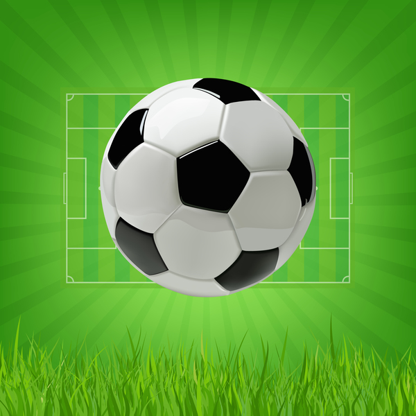 Football field background with soccer vector  