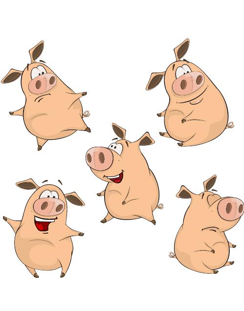 面白い豚漫画のベクトル  