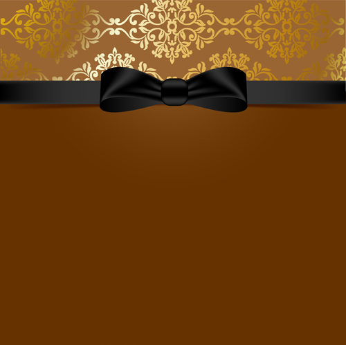 Golden background with black bow vector 03  