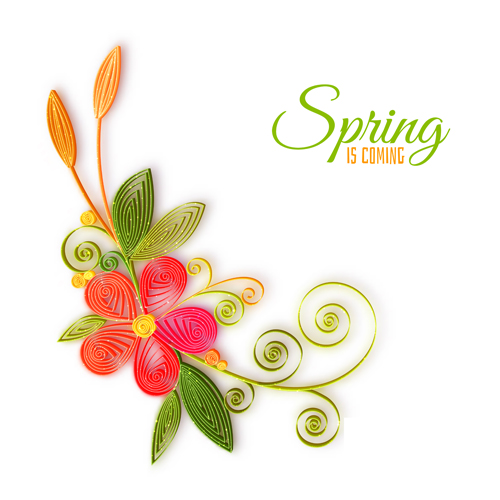 Handmade flower with spring background vector 02  