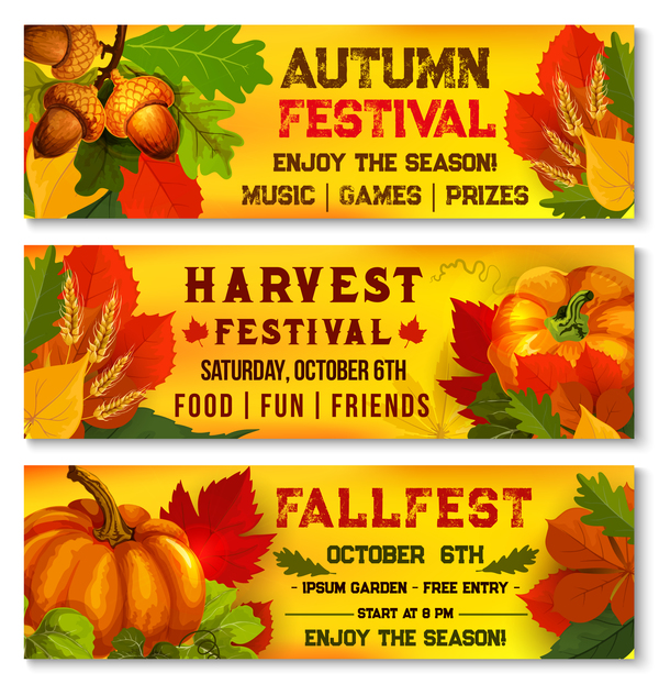 Harvest the fall banner vector material 02  