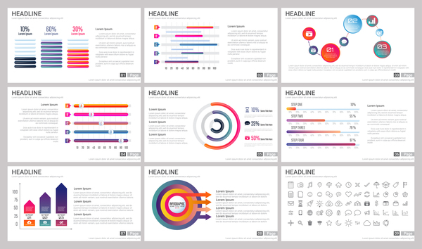 Riesige Sammlung von Business Infografik Vektoren 08  
