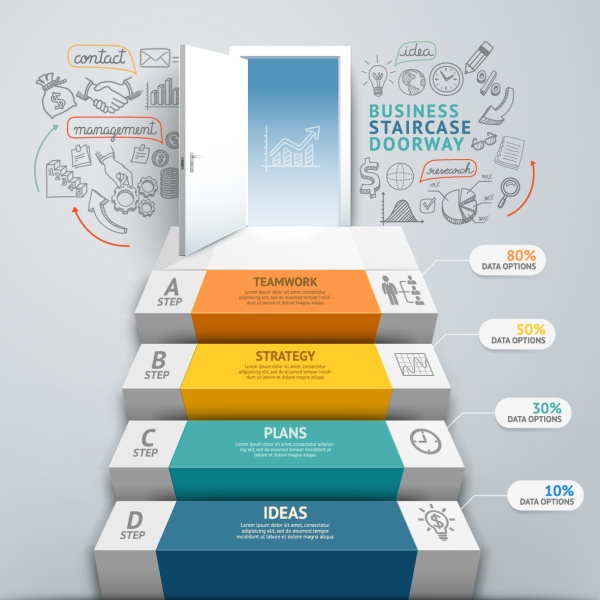 Ladder with infographic business vector  