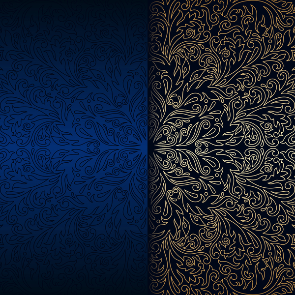 Luxury blue background with ornament gold vector 10  