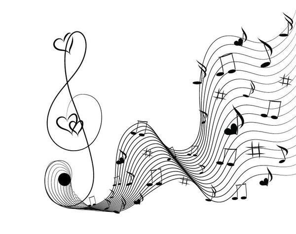 Symboles musicaux avec vecteur de coeur abstrait  