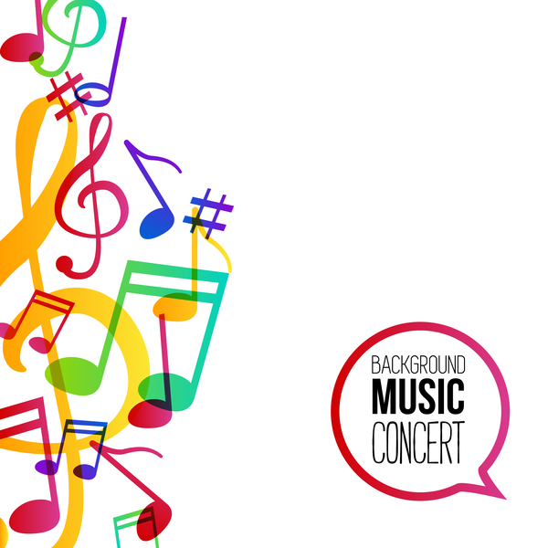 Musicbackground and colored musical notes vector 07  