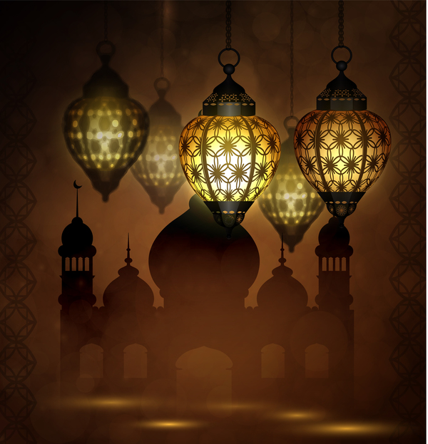 Ramadan Kareem Grußkartenvektoren stellten 04 ein  