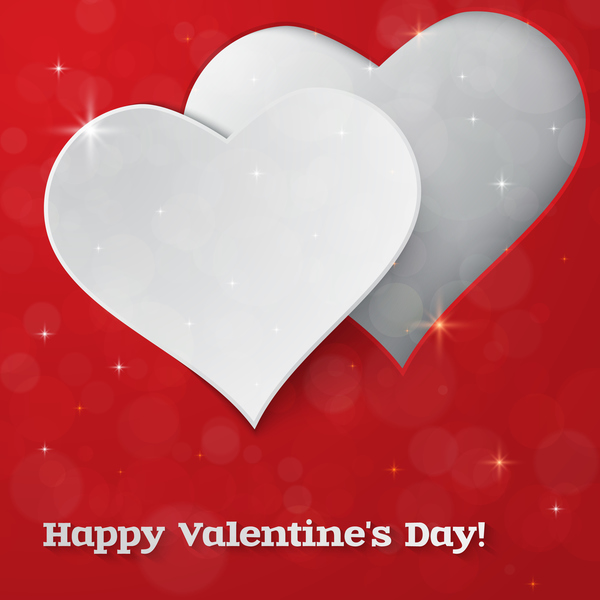 Red Valentine dag achtergrond met witte hart vector  