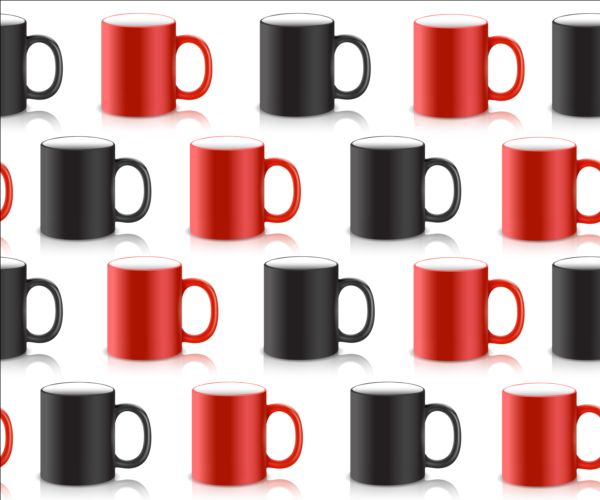 Red with black mug seamless pattern vector  