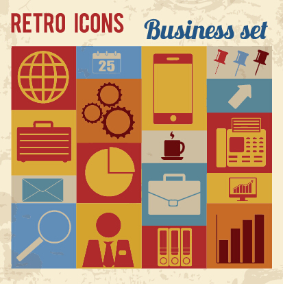 Retro icons business vector  