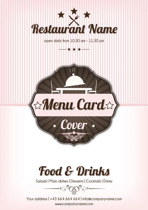 Retro styles restaurant menu cover vectors 06  