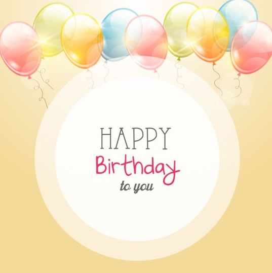 Round birthday card with transparent balloon vector  